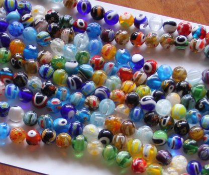 8mm round millefiori glass beads