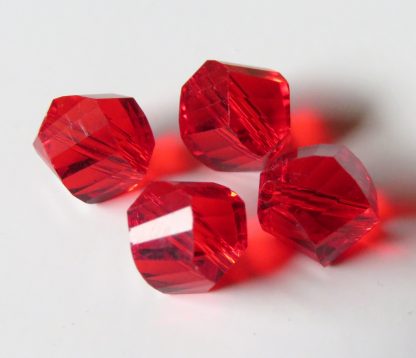 9mm helix bright red crystal beads