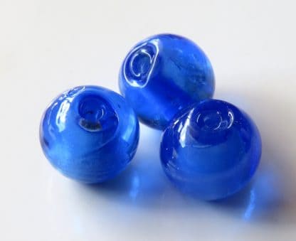 10mm blue round lampwork silver foil glass beads
