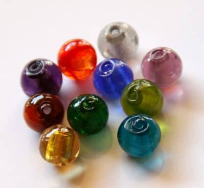 10mm round lampwork silver foil glass beads