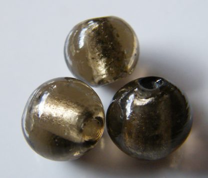 10mm morion round lampwork silver foil glass beads