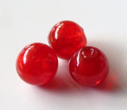 10mm red round lampwork silver foil glass beads