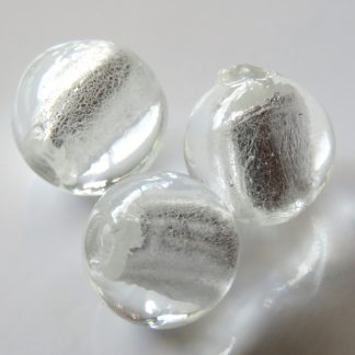10mm white round lampwork silver foil glass beads
