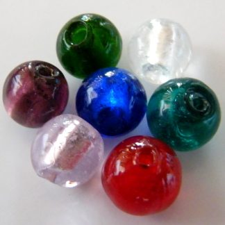 12mm round lampwork silver foil glass beads