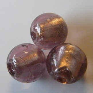 12mm amethyst round lampwork silver foil glass beads