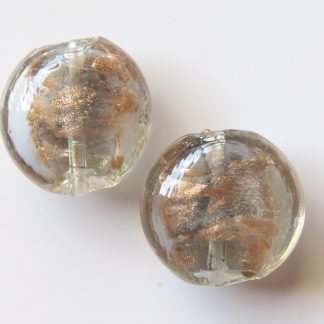 20x10mm flat round pale morion goldsand lampwork glass beads