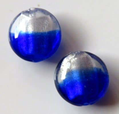 20x10mm flat round silver foil lampwork glass beads