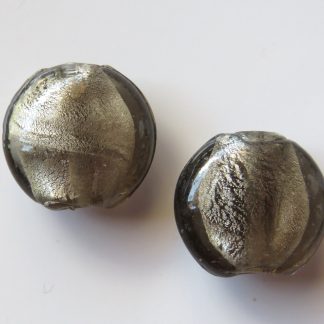 20x10mm flat round silver foil lampwork glass beads
