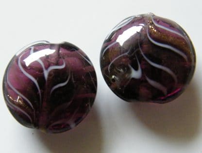 20x10mm flat round garnet goldsand lampwork glass beads
