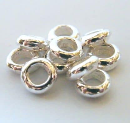 2x6mm silver zinc alloy metal rondelle spacer beads