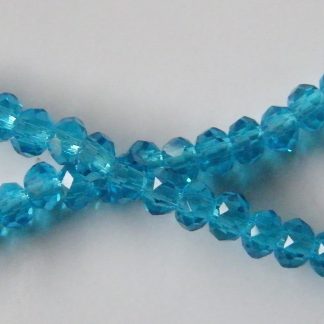 3x4mm rondelle faceted bright aqua crystal beads