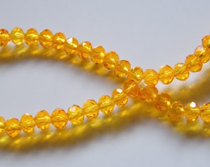 3x4mm rondelle faceted bright orange topaz crystal beads
