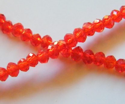 3x4mm rondelle faceted bright red crystal beads