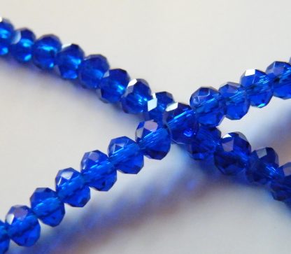 3x4mm rondelle faceted dark blue crystal beads