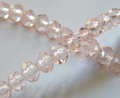 3x4mm rondelle faceted pale pink crystal beads