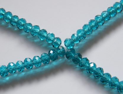 3x4mm rondelle faceted teal crystal beads