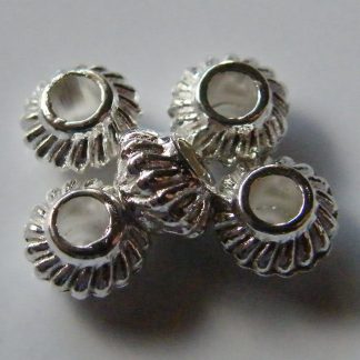 4x6mm silver zinc alloy metal bicone drum spacer beads