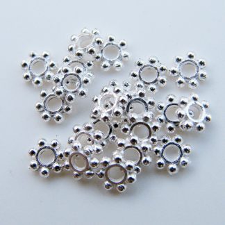 5mm silver zinc alloy metal daisy spacer beads