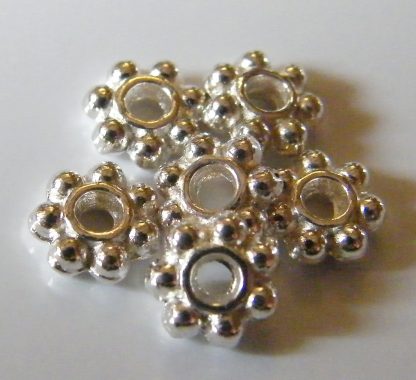 6mm silver zinc alloy metal daisy spacer beads