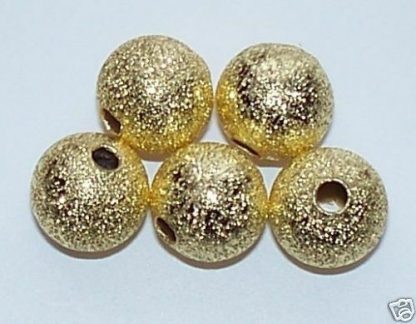 Bright Gold 8mm round stardust spacer beads
