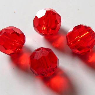 8mm round faceted bright red crystal beads