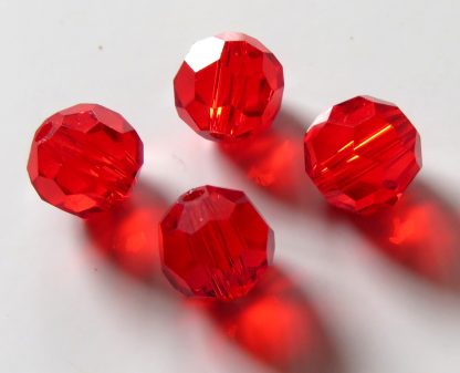 8mm round faceted bright red crystal beads