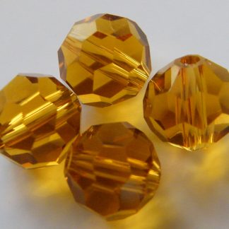 8mm round faceted amber crystal beads