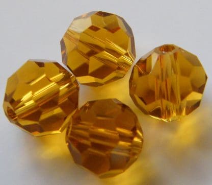 8mm round faceted amber crystal beads