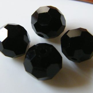 8mm round faceted black crystal beads