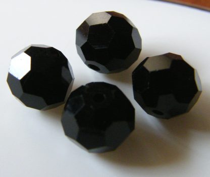 8mm round faceted black crystal beads