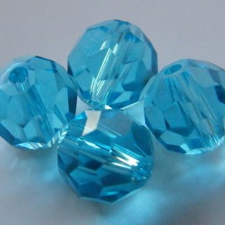 8mm round faceted bright aqua crystal beads