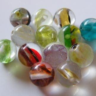 8mm round lampwork silver foil glass beads