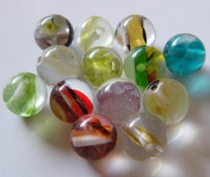 8mm round lampwork silver foil glass beads