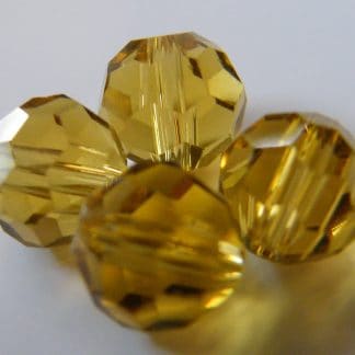 8mm round faceted golden olive crystal beads