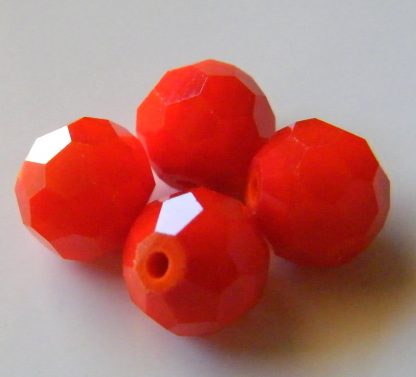 8mm round faceted opaque bright red crystal beads