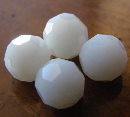 8mm round faceted opaque white crystal beads