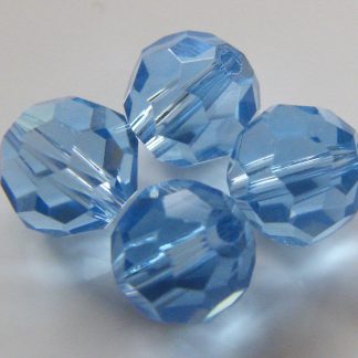 8mm round faceted pale blue crystal beads