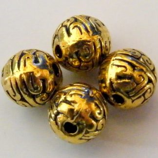 8mm antique gold zinc alloy metal round spacer beads