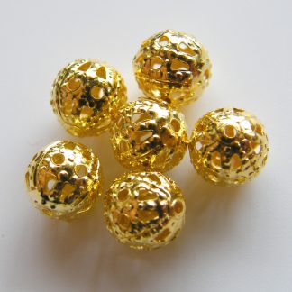 Bright Gold 6mm round filigree spacer beads