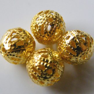 Bright gold 8mm round filigree spacer beads