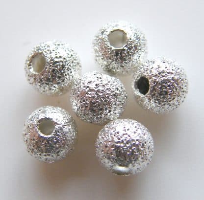 Bright Silver 6mm round stardust spacer beads