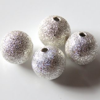 Bright Silver 8mm round stardust spacer beads