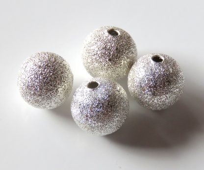 Bright Silver 8mm round stardust spacer beads