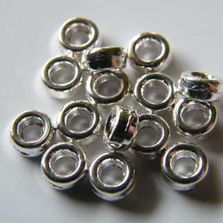 2x4mm silver zinc alloy metal rondelle spacer beads