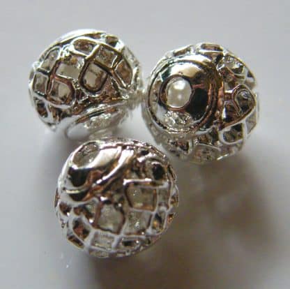 8mm silver hollow round metal alloy spacer beads