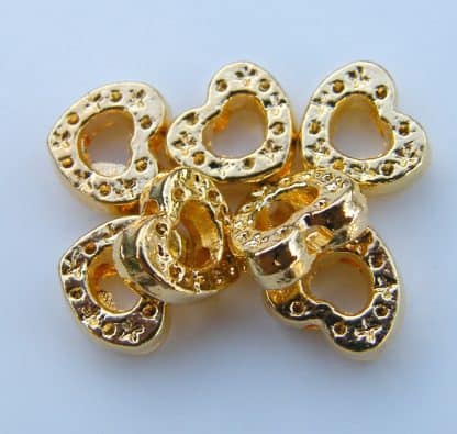 8x7mm gold zinc alloy metal heart spacer beads