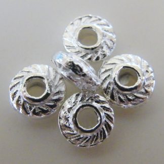 7x3mm silver zinc alloy metal bicone rondelle spacer beads