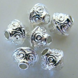 7x6mm silver zinc alloy metal bicone spacer beads