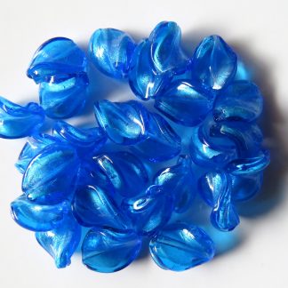 12x16mm bright blue twist lampwork silver foil glass beads