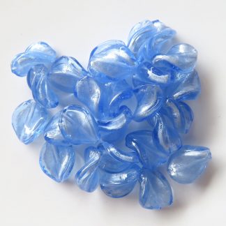 12x16mm pale blue twist lampwork silver foil glass beads